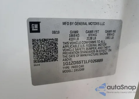 2020 Chevrolet Malibu Lt z USA, uszkodzony, nr VIN 1G1ZD5ST1LF026889